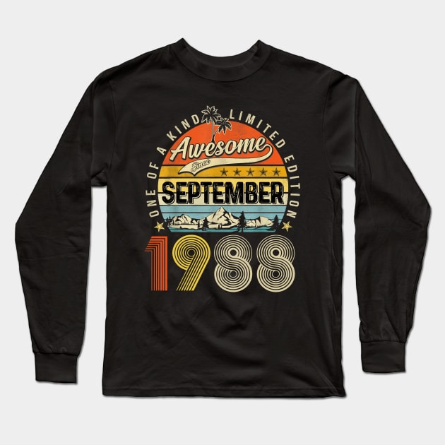 Awesome Since September 1988 Vintage 35th Birthday Long Sleeve T-Shirt by Red and Black Floral